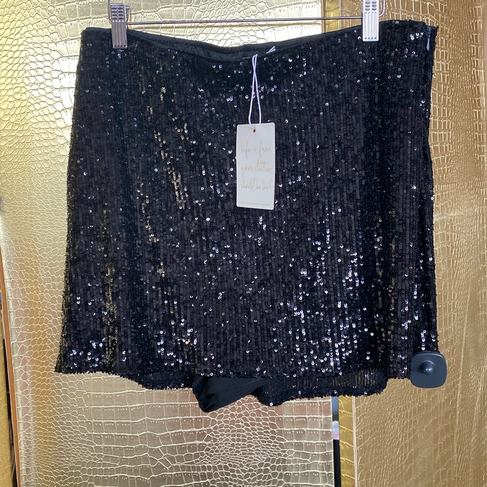 Show Me Your MuMu Black Sequin Mini Skirt